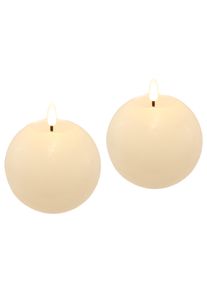 LED-Kerze I.GE.A. "LED Echtwachskerze 2er Set", beige (creme), B:11cm H:11cm, Wachs, Kerzen, LED-Kerze, Mit Timer Flackernd Stumpenkerze Adventskerzen Adventskranz