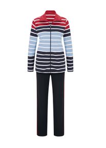Hausanzug WITT "Hausanzug Hausanzug in Interlock-Qualit&auml;t", Damen, Gr. 36/38, marine, rot, gestreift, Sportlich, Homewear-Sets Hausanzug