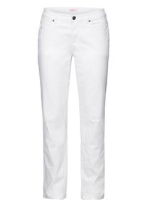 Stoffhose sheego "Stretch-Hose Hose in gerader Form, aus Twill", Damen, Gr. 24, K-Gr, wei&szlig;, Web, Stoff, , Sportlich, gerade, Hosen Stoffhose, elastische Twill-Qualit&auml;t