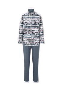 Hausanzug WITT "Hausanzug Hausanzug in Interlock-Qualit&auml;t", Damen, Gr. 22/23, grau (rauchblau, gemustert), Basic, Homewear-Sets Hausanzug