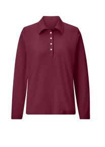 Poloshirt WITT "Poloshirt Langarm-Poloshirt in reiner Baumwoll-Qualit&auml;t", Damen, Gr. 48, rot (bordeaux), Sportlich, Shirts Poloshirt