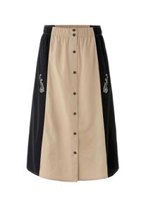 Schlupfrock SIEH AN "Rock Trachtenrock mit Stickerei", Damen, Gr. 50, beige (sand, schwarz), Web, Stoff, , Modisch, R&ouml;cke Schlupfrock