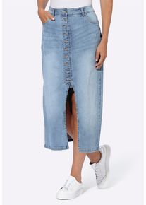 Jeansrock Heine "Jeans-Rock Maxirock mit langem Gehschlitz", Damen, Gr. 36, blau (blau, bleached), Denim/Jeans, , Casual, R&ouml;cke Jeansrock