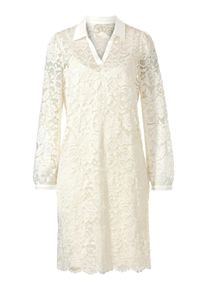 Hemdblusenkleid Heine "Spitzen-Kleid Spitzenkleid", Damen, Gr. 34, N-Gr, wei&szlig; (ecru), Elegant, V-Ausschnitt, Kleider Hemdblusenkleid