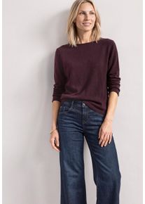 Strickpullover Street One, Damen, Gr. 34, lila (rustic rouge), Strick, Obermaterial: 30% Polyester, 27% Polyacryl, 23% Polyamid, 20% Viskose, unifarben, tailliert h&uuml;ftbedeckend, U-Boot-Ausschnitt, Rollkante, Pullover Strickpullover, mit Boat Neck und Rollkanten / mit Viskose