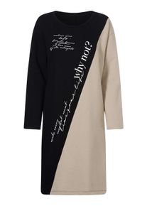 Strickkleid Heine "Kleid Sweatkleid mit diagonalem Streifen", Damen, Gr. 46, N-Gr, schwarz-wei&szlig; (sesam, schwarz, bedruckt), Casual, Rundhals, Kleider Strickkleid