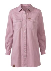 Jeansbluse WITT "Jeans-Longbluse Jeansbluse mit Druckknopfleiste", Damen, Gr. 48, rosa (mauve), Denim/Jeans;Twill, , Sportlich, Blusen Jeansbluse