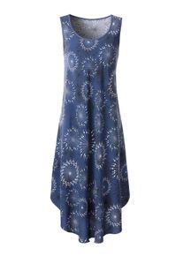 Tr&auml;gerkleid WITT "Kleid Druckkleid mit Bl&uuml;ten-Muster, figurumspielend", Damen, Gr. 24, Kurzgr&ouml;&szlig;en, blau (rauchblau, graphit, bedruckt), Modisch, Rundhals, Kleider Tr&auml;gerkleid