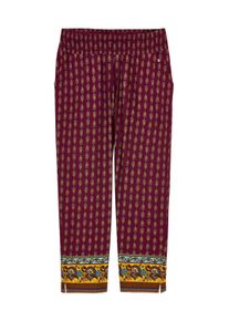 Strandkleid sheego "Jersey-Hose Jerseyhose mit Paisley-Print", Damen, Gr. 46, N-Gr, bunt (bordeaux, burgund, bedruckt), Modisch, schmal, Hosen Strandkleid