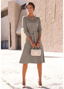 Jerseykleid WITT "Jersey-Kleid Jersey-Kleid", Damen, Gr. 25, K-Gr, beige (taupe, meliert), Elegant, Rundhals, Kleider Jerseykleid