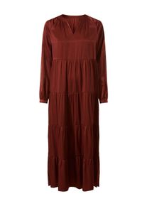 Maxikleid Heine "Kleid Webkleid im weichen Viskose-Mix", Damen, Gr. 40, N-Gr, rotbraun, Elegant, Rundhals, Kleider Maxikleid