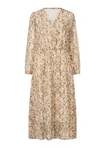 Maxikleid WITT "Druck-Kleid Druckkleid", Damen, Gr. 36, Normalgr&ouml;&szlig;en, beige (schilf, champagner, bedruckt), Modisch, V-Ausschnitt, Kleider Maxikleid