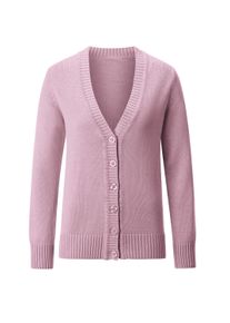 Strickjacke WITT "Strickjacke Strickjacke mit farblich abgestimmten Kn&ouml;pfen", Damen, Gr. 40, rosa (altros&eacute;), Sportlich, gerade, V-Ausschnitt, Strickjacken Strickjacke