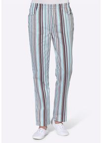 Schlupfhose WITT "Hose Schlupfhose aus Baumwolle", Damen, Gr. 26, K-Gr, blau (aqua, gestreift), Basic, gerade, Hosen Schlupfhose