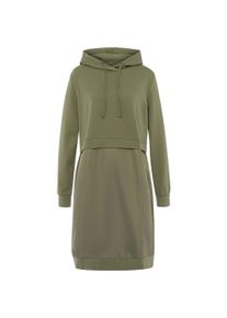Shirtkleid Heine "Shirtkleid Shirtkleid mit Kapuze, 2-in-1-Optik", Damen, Gr. 4, Normalgr&ouml;&szlig;en, gr&uuml;n (khaki), Casual, Kleider Shirtkleid