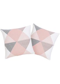 Dekokissen OTTO HOME "Maris Kissenh&uuml;lle, geeignet im Winter & Sommer", rosa (rosa, kariert), B:50cm L:50cm, Obermaterial: 50% Baumwolle, 50% Polyester. Wattierung: 100% Polyester, Dekokissen_Sitzkissen_Kissenh&uuml;llen, Dekokissen, aus recyceltem Material