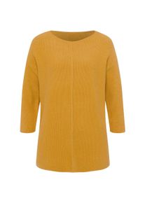 Longpullover Heine "Oversized Pullover Strickpullover mit Effekt-Strick", Damen, Gr. 34, gelb (ocker), Strick, , Modisch, U-Boot-Ausschnitt, Pullover Longpullover