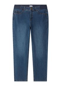 5-Pocket-Jeans sheego "Jeans Slim-fit-Jeans mit Komfortbund", Damen, Gr. 48, Normalgr&ouml;&szlig;en, blau (blau, stone, washed), Denim, , Sportlich, slim fit, Jeans 5-Pocket-Jeans