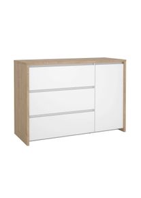 Sideboard Home Affaire "Next Sideboard mit 1 T&uuml;r und 3 Schubladen", jackson hickory, hochglanz wei&szlig;, B:118,6cm H:83,8cm T:48,1cm, FSC-zertifiziertes teilmassives Holz, Sideboards, Sideboard, Tiefe Bauweise f&uuml;r mehr Stauraum
