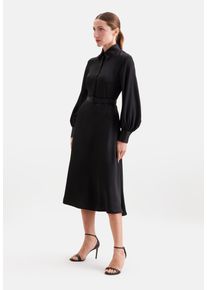 Blusenkleid Seidensticker, Damen, Gr. XXL (44), Normalgr&ouml;&szlig;en, Langarm, schwarz, 100% Acetat, unifarben, slim fit, Kleider Blusenkleid, 1/1 Kragen Uni