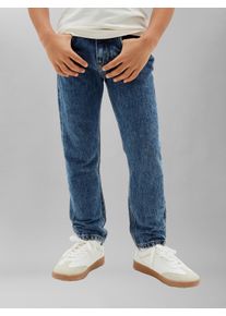 5-Pocket-Jeans Calvin Klein, Jungen, Gr. 12 (152), N-Gr, blau (dante wash), Denim/Jeans, Obermaterial: 100% Baumwolle, unifarben, bequem lang, Jeans 5-Pocket-Jeans, Dad Fit, reine Baumwolle