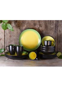 Kombiservice Creatable "Geschirr-Set HOT", gr&uuml;n, 16 Stk., Steinzeug, Geschirr-Sets, Kombiservice, Service, interessanter Farbverlauf, 16 Teile, f&uuml;r 4 Personen