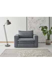Loveseat Home Affaire "PIAGGE", grau (anthrazit), B:125cm H:83cm T:91cm, Sessel, Loveseat, Hochwertiger Cord, trendiger Loveseat