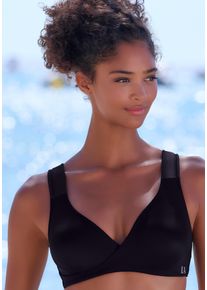 active by Lascana Sport-BH LASCANA ACTIVE, Damen, Gr. 80, Cup D, blau (schwarz), Mikrofaser, Obermaterial: 82% Polyamid (TACTEL), 18% Elasthan (LYCRA), BHs Sport-BH, ohne B&uuml;gel, mit Verschluss & breiten Tr&auml;gern, aus seidiger Microfaser