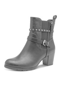 Stiefelette Marco Tozzi, Damen, Gr. 40, Textil, grau (schwarz), Lederimitat, unifarben, Basic, Schuhe Stiefelette, Ankle Boots mit Zierschnalle und Snake-Optik-Einsatz