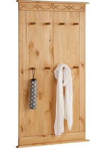 Garderobenpaneel OTTO HOME "Indra Wandgarderobe", beige (natur), B:63cm H:100cm T:6cm, Massivholz, Garderobenpaneele, Garderobenpaneel, aus massiver Kiefer, FSC, 8 Haken, dezentes Ornament