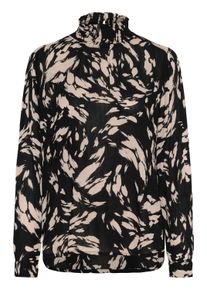 Langarmbluse Kaffe "Damen Bluse langarm KAamber", Damen, Gr. 46, schwarz (schwarz gray graphic), Obermaterial: 100% Viskose LENZING ECOVERO CV LenzEcov., Blusen Langarmbluse