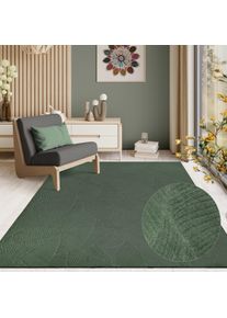 Teppich the carpet "Rio", gr&uuml;n, B:80cm H:8mm L:150cm, Polyester, Teppiche, Teppich, weicher Wohnzimmer Teppich rutschfest 3D-Optik