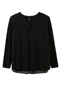 Klassische Bluse sheego "Tunika Tunika mit tiefem V-Schlitz", Damen, Gr. 54, schwarz, Chiffon, Jersey, , Modisch, V-Ausschnitt, Blusen Klassische Bluse