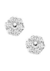 Paar Ohrstecker Firetti "Schmuck Geschenk Silber 925 Ohrschmuck Ohrringe Blume Bl&uuml;te", transparent (silberfarben, kristallwei&szlig;, kristallwei&szlig;), Ohrringe, Damen, 7,8mm, Silber 925 (Sterlingsilber), Paar Ohrstecker, mit Zirkonia (synth.)