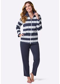 Hausanzug WITT "Hausanzug Hausanzug", Damen, Gr. 26/27, marine, ecru, bedruckt, Sportlich, Homewear-Sets Hausanzug