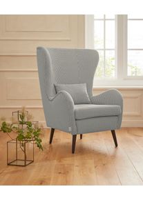 Sessel Home Affaire "Sallito, Ohrensessel, TV-Sessel", grau, B:76cm H:109cm T:85cm, Struktur Hahnentritt (67% Polypropylen, 33% Polyester);Samtoptik (100% Polyester);Fellimitat (100% Polyester);Samtcord (92% Polyester, 8% Polyamid);Struktur (100% Polyester);Struktur fein (100% Polyester), Sessel, Sessel, f&uuml;r Wohnzimmer, auch in Samtcord