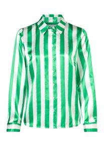 Hemdbluse Heine "Streifenbluse Hemdbluse im Streifen-Look", Damen, Gr. 44, gr&uuml;n (grasgr&uuml;n, ecru, gestreift), Satin, , Modisch, Blusen Hemdbluse