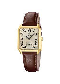 Quarzuhr Festina "On the Square", gold (braun, champagnerfarben, champagnerfarben), Armbanduhren, Damen, goldfarben, Quarzuhr, Armbanduhr, Damenuhr, Herrenuhr, Lederarmband, analog