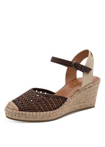 Slingpumps Tamaris, Damen, Gr. 38, Synthetik Textil, braun (mokka), Bast, Leder, Textil, geflochten, kontrastfarbene Details, Schuhe Slingpumps, Sandalette, Riemchensandale mit Touch it-Ausstattung - schmale Form