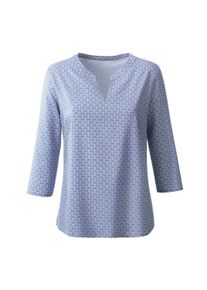 Klassische Bluse WITT "Bluse Schlupfbluse mit Minimal-Muster, Viskose", Damen, Gr. 46, blau (bleu, gemustert), Web, Stoff, , Modisch, Rundhals, Blusen Klassische Bluse