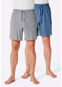 Hausanzug WITT "Hose kurz Hose kurz 2 St&uuml;ck", Herren, Gr. 48/50, grau (grau, meliert, mittelblau), Homewear-Sets Hausanzug
