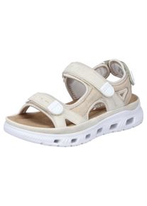 Sandale Rieker, Damen, Gr. 43, Textil, beige (creme), Lederimitat, Textil, Schuhe Sandale, Sommerschuh, Sandalette, Plateauabsatz, mit Klettriemchen