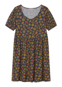 Sommerkleid sheego "Jersey-Kleid Jerseykleid mit Paisleymuster", Damen, Gr. 46, N-Gr, bunt (tiefblau, ozean, bedruckt), Modisch, herzf&ouml;rmiger Ausschnitt, Kleider Sommerkleid
