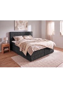 Boxbett OTTO HOME "PHILIPPA, Polsterbett mit Bettkasten, mit Taschenfederkernmatratze H3", grau (schwarz), B:195cm L:210cm, Holz teilmassiv, Holzwerkstoff, Spanplatte, Komplettbetten, Boxbett, inkl. Kaltschaum-Topper, in verschiedenen Farben erh&auml;ltlich