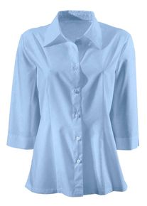 Klassische Bluse SIEH AN "Bluse Hemdbluse mit 3/4-&Auml;rmeln", Damen, Gr. 54, blau (bleu), Basic, Blusen Klassische Bluse
