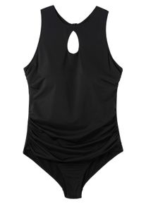 Badeanzug sheego "Badeanzug Badeanzug mit Cut-out", Damen, Gr. 40, Cup C, schwarz, Modisch, Badeanz&uuml;ge Badeanzug, mit raffiniertem Ausschnitt vone und hinten