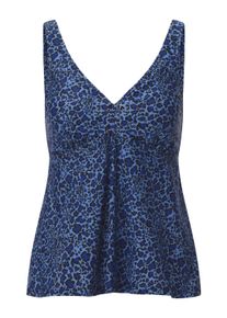 Tankini SIEH AN "Tankini-Oberteil Tankini-Oberteil", Damen, Gr. 44, Cup B, blau (royalblau, bedruckt), Elegant, Bikini-Sets Tankini