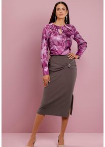 CR&Eacute;ATION L Schlupfrock CREATION L "Modal-Mix-Strickrock Strickrock mit Schmuckspange", Damen, Gr. 42, braun (dunkeltaupe), Strick, , Elegant, R&ouml;cke Schlupfrock