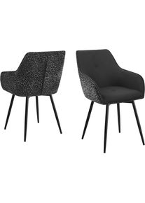 Esszimmerstuhl OTTO HOME "Lincoln, 2er-Set, 360 Drehfunktion", schwarz (schwarz, schwarz, schwarz), B:56,5cm H:85cm T:61,5cm, Metall, Polyester, Polyurethan, St&uuml;hle, Esszimmerstuhl, moderner Stuhl mit Leopardenlook, Webstoff und 360-Drehfunktion