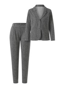 Business-Kost&uuml;m Heine "Jersey-Hosenanzug Hosenanzug in Tweed-Optik", Damen, Gr. 34, grau (anthrazit, meliert), Tweed, , Modisch, Kost&uuml;me Business-Kost&uuml;m